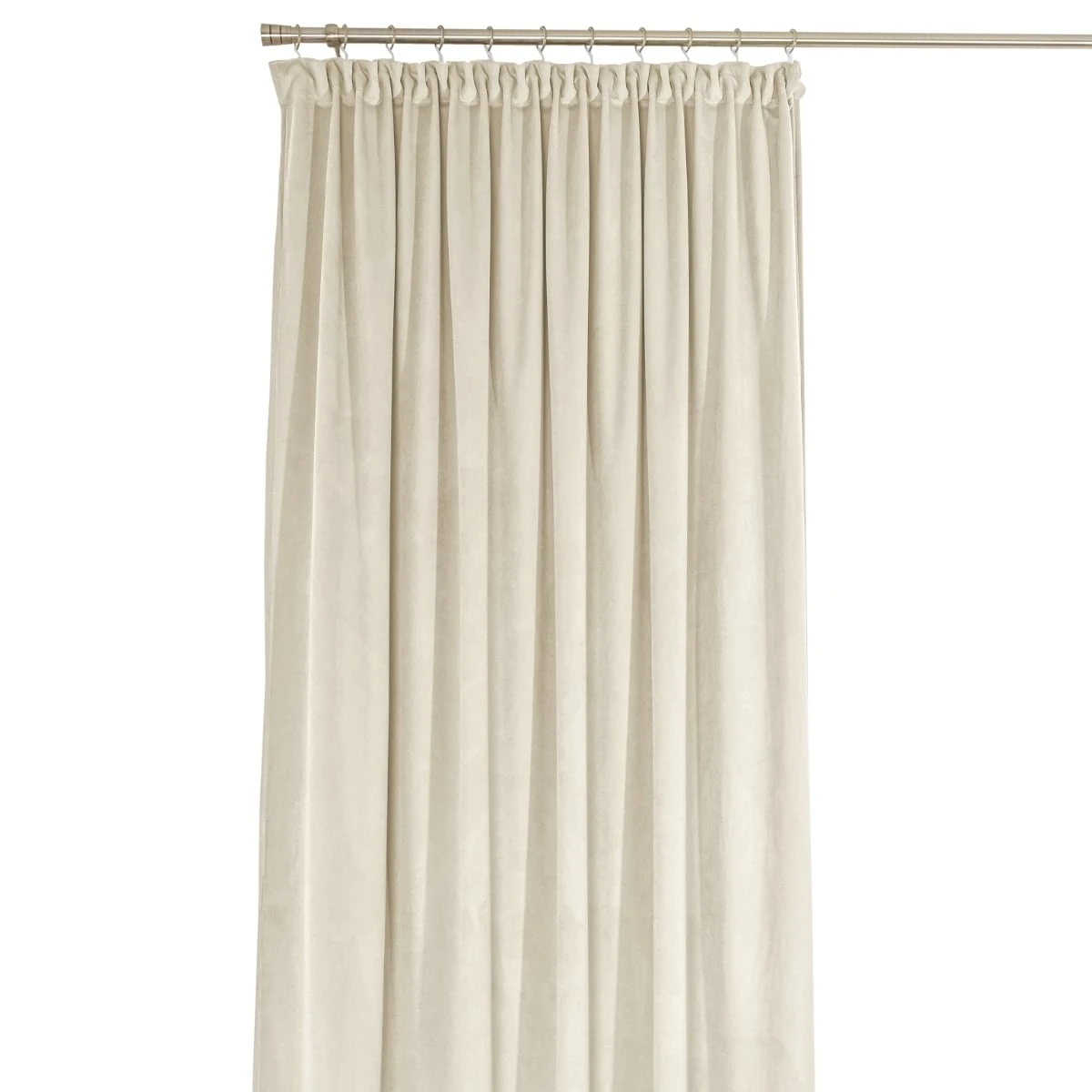 Kremowa zasłona welurowa na taśmie marszczącej Sara 101