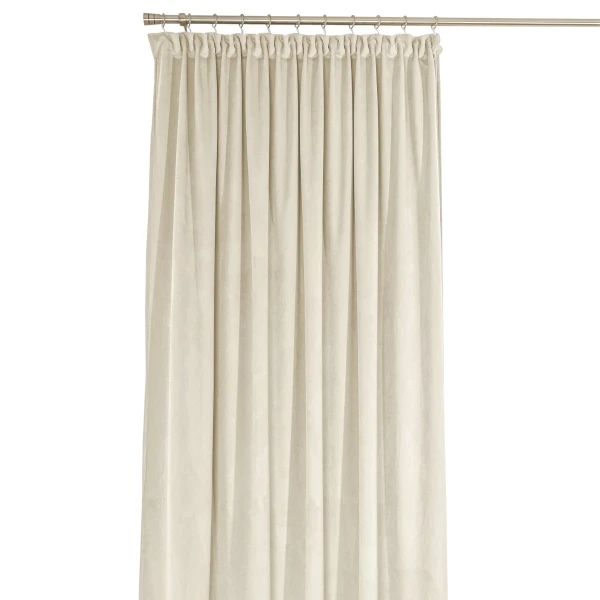 Kremowa zasłona welurowa na taśmie marszczącej Sara 101