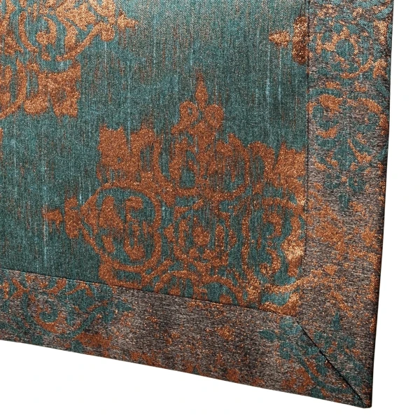 Bieżnik plamoodporny Miedziany Ornament z mankietem O5 LX-6