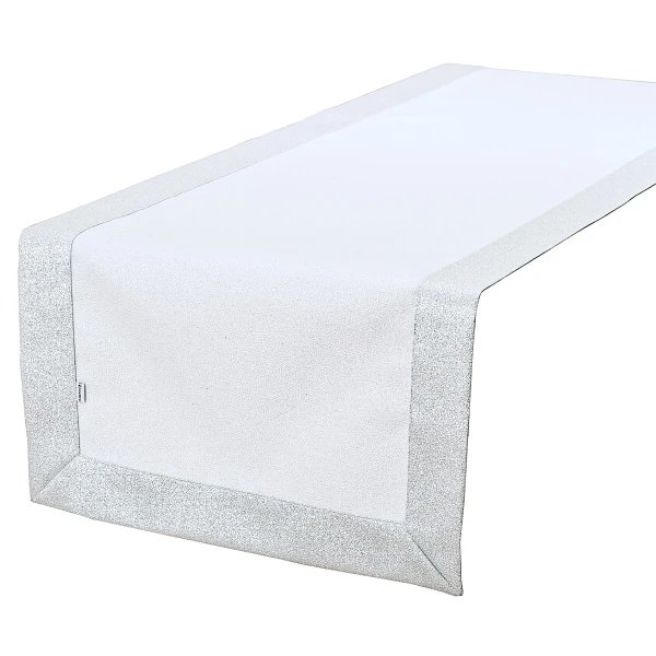 Bieżnik na stół plamoodporny, srebrny, mankiet 5 cm - Sre