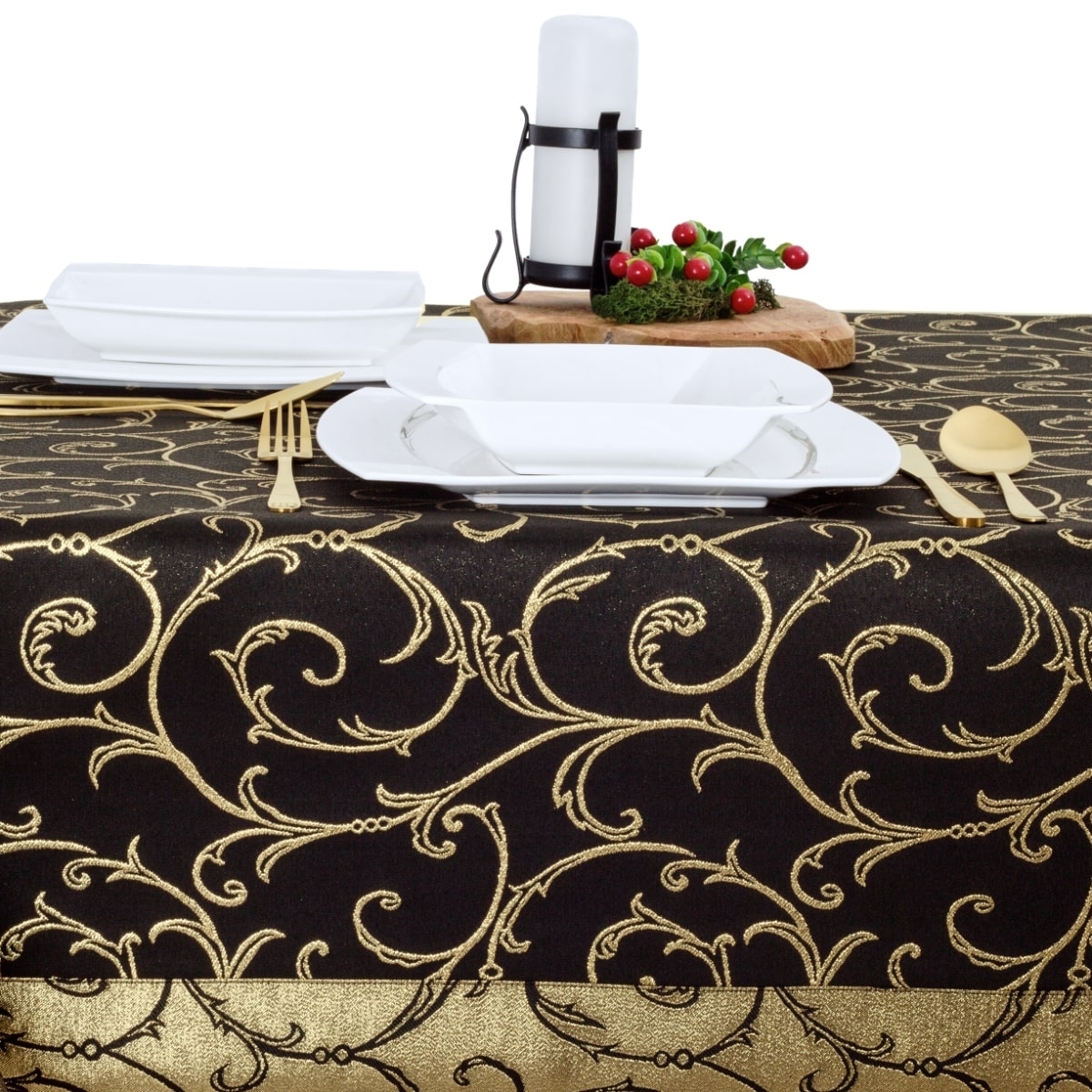 Obrus plamoodporny LX-6184-1268 czarno-złoty O5, prostokąt