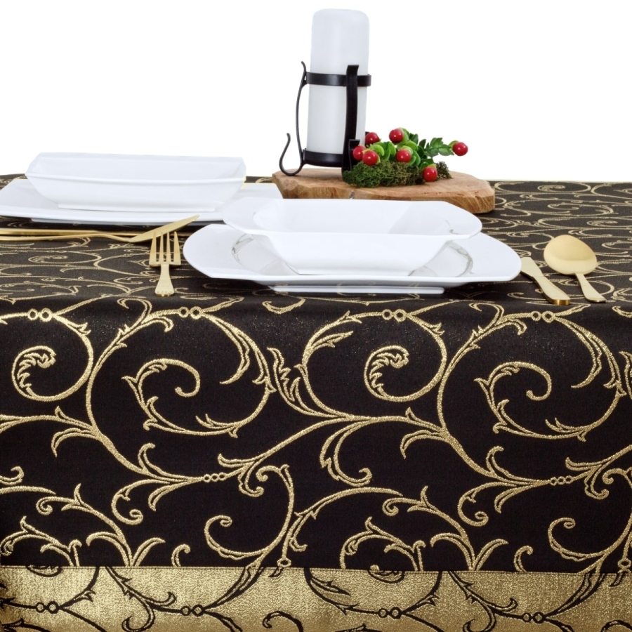 Obrus plamoodporny LX-6184-1268 czarno-złoty O5, prostokątny