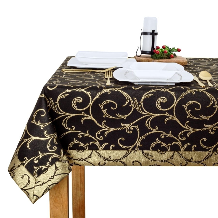 Obrus plamoodporny LX-6184-1268 czarno-złoty O5, prostokątny