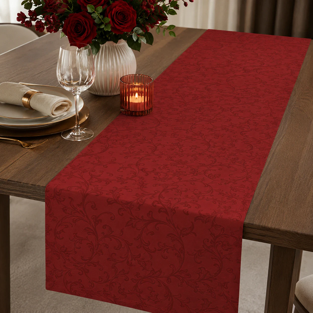 Bieżnik plamoodporny z mankietem O3 Ares bordowy (11)