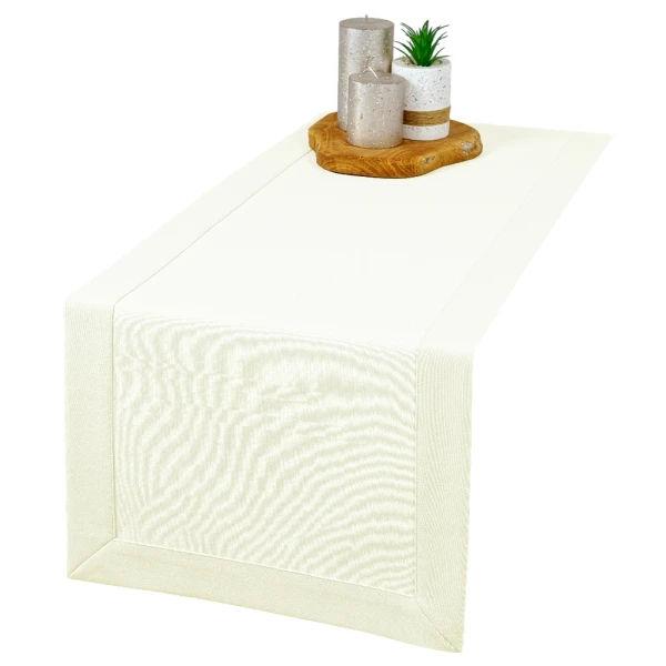 Bieżnik plamoodporny Maxima ecru (6069) z mankietem O5