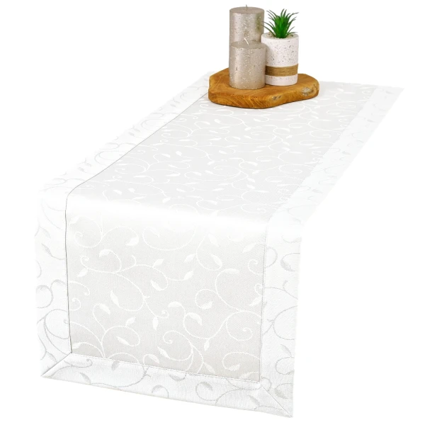 Bieżnik plamoodporny Dafne biały (2000) O5