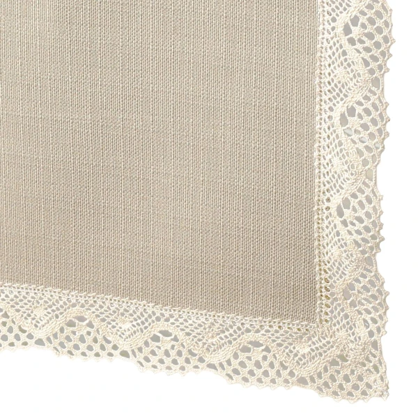 Bieżnik plamoodporny P130 cappucino z koronką K205 ecru