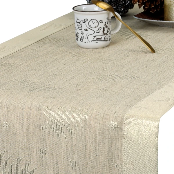 Bieżnik świąteczny w Złote Choinki i Gwiazdki z mankiete