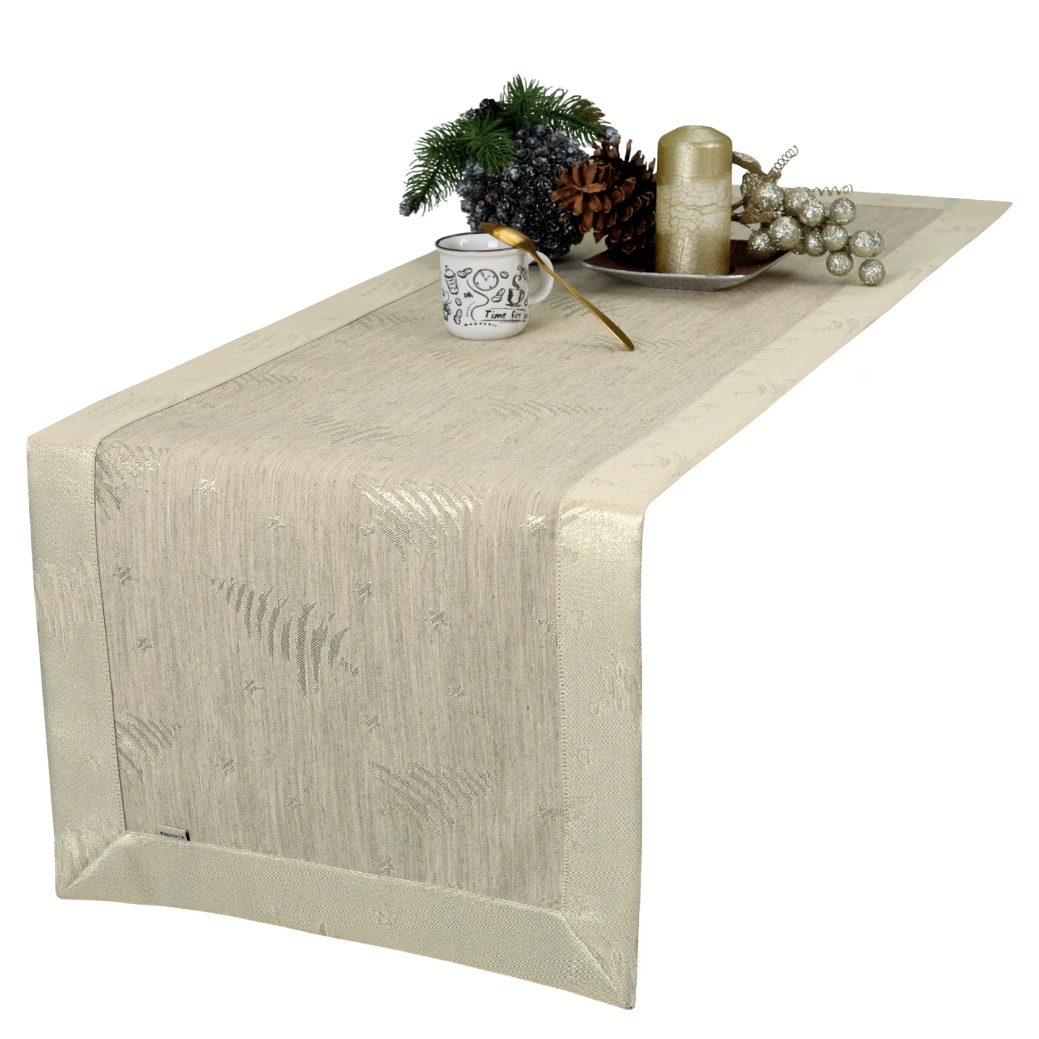 Bieżnik świąteczny w Złote Choinki i Gwiazdki z mankiete