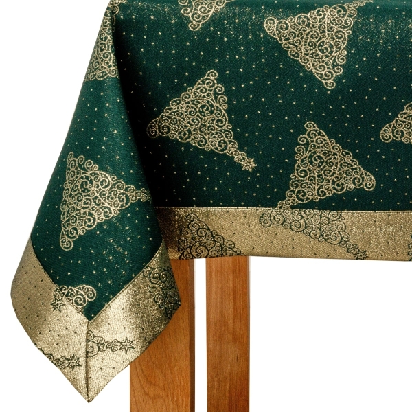 Świąteczny obrus bożonarodzeniowy 6348-3506 zielono-złot
