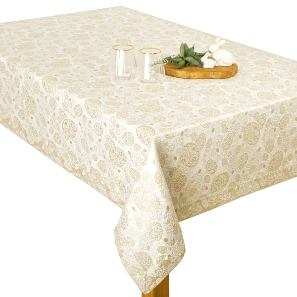Obrus wielkanocny LX-Pisanki-Z kremowo-złoty