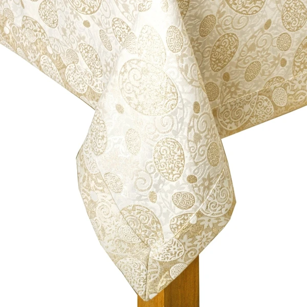 Obrus wielkanocny LX-Pisanki-Z kremowo-złoty