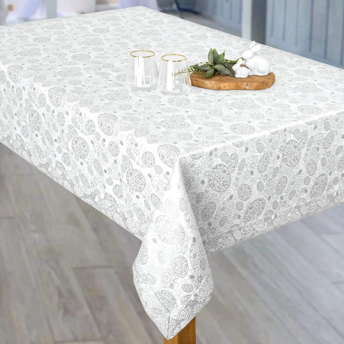 Obrus wielkanocny Srebrne Pisanki