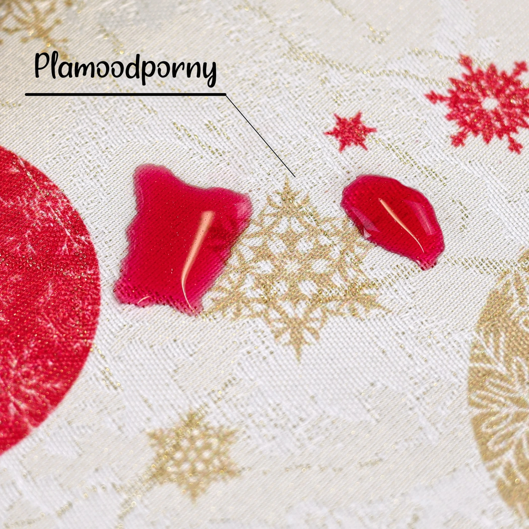 Obrus Plamoodporny Bożonarodzeniowy- Złote i Czerwone Bomb